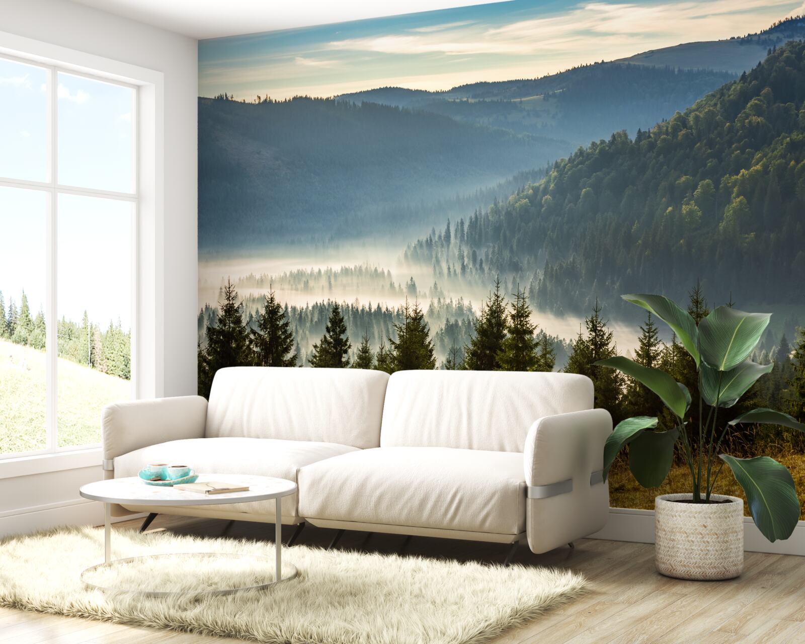 Fototapeta hustý jesenný les je zahalený do hustejšej hmly