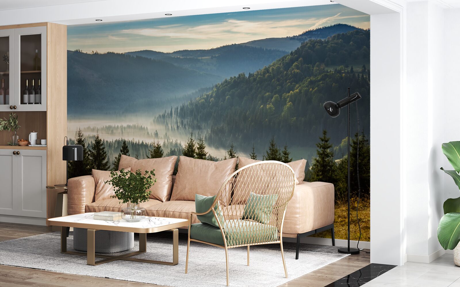 Fototapeta hustý jesenný les je zahalený do hustejšej hmly