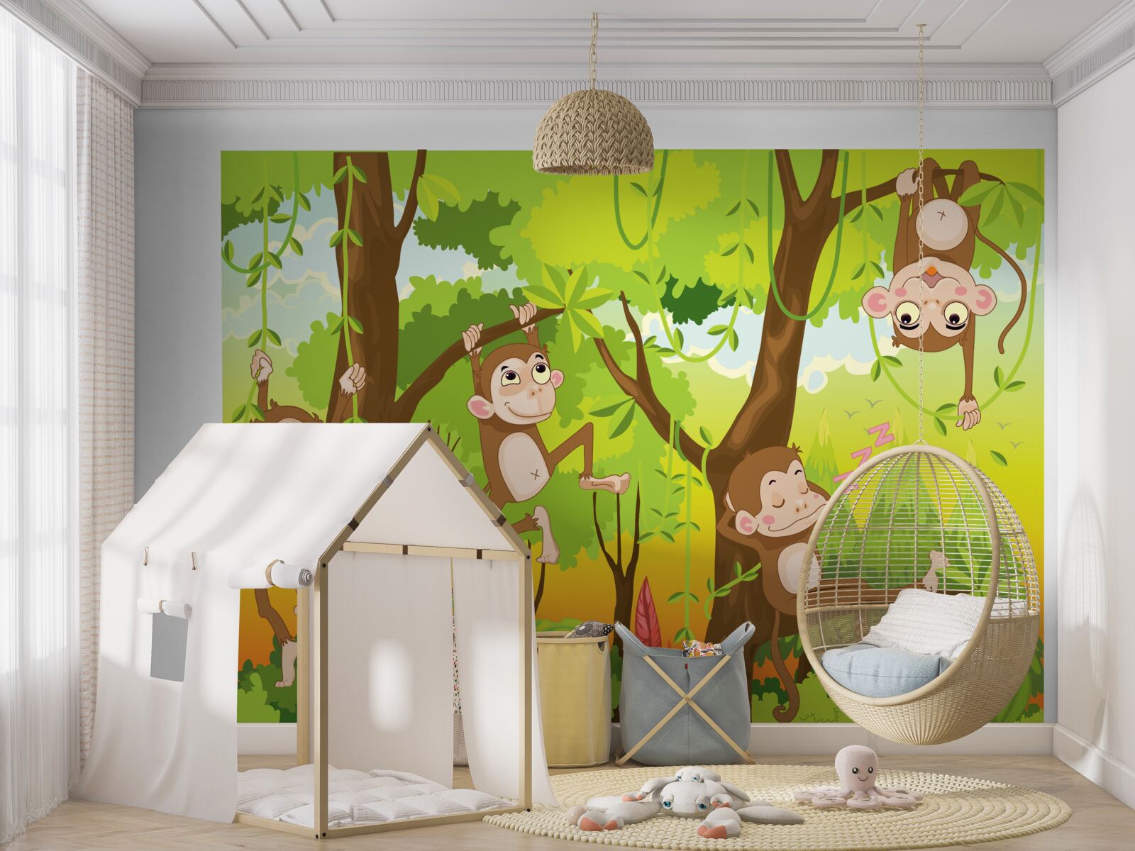 Fototapeta opice lezú po stromoch