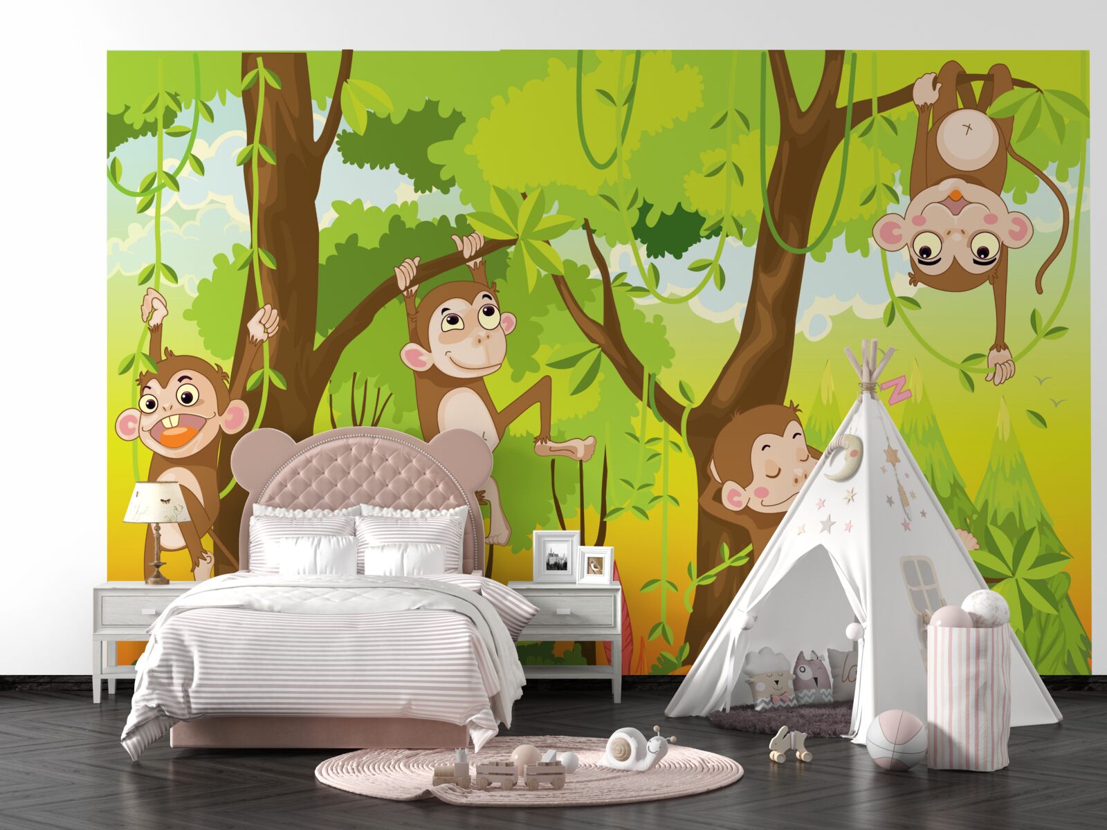 Fototapeta opice lezú po stromoch