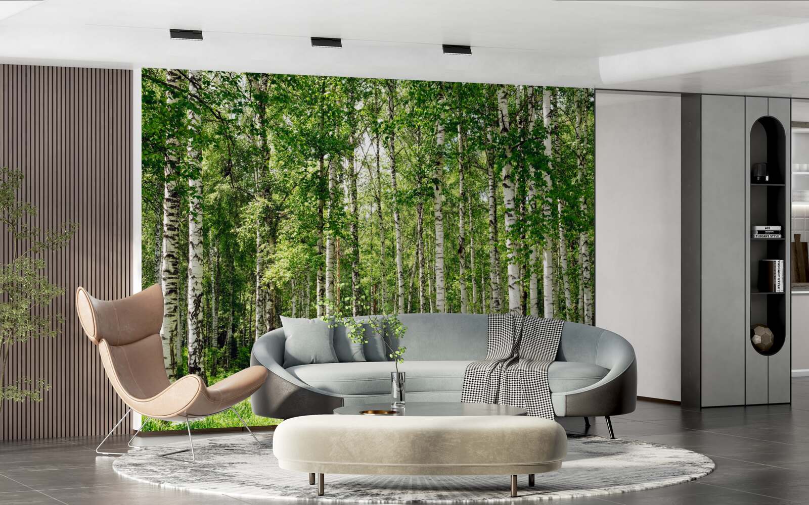 Fototapeta štíhly brezový háj