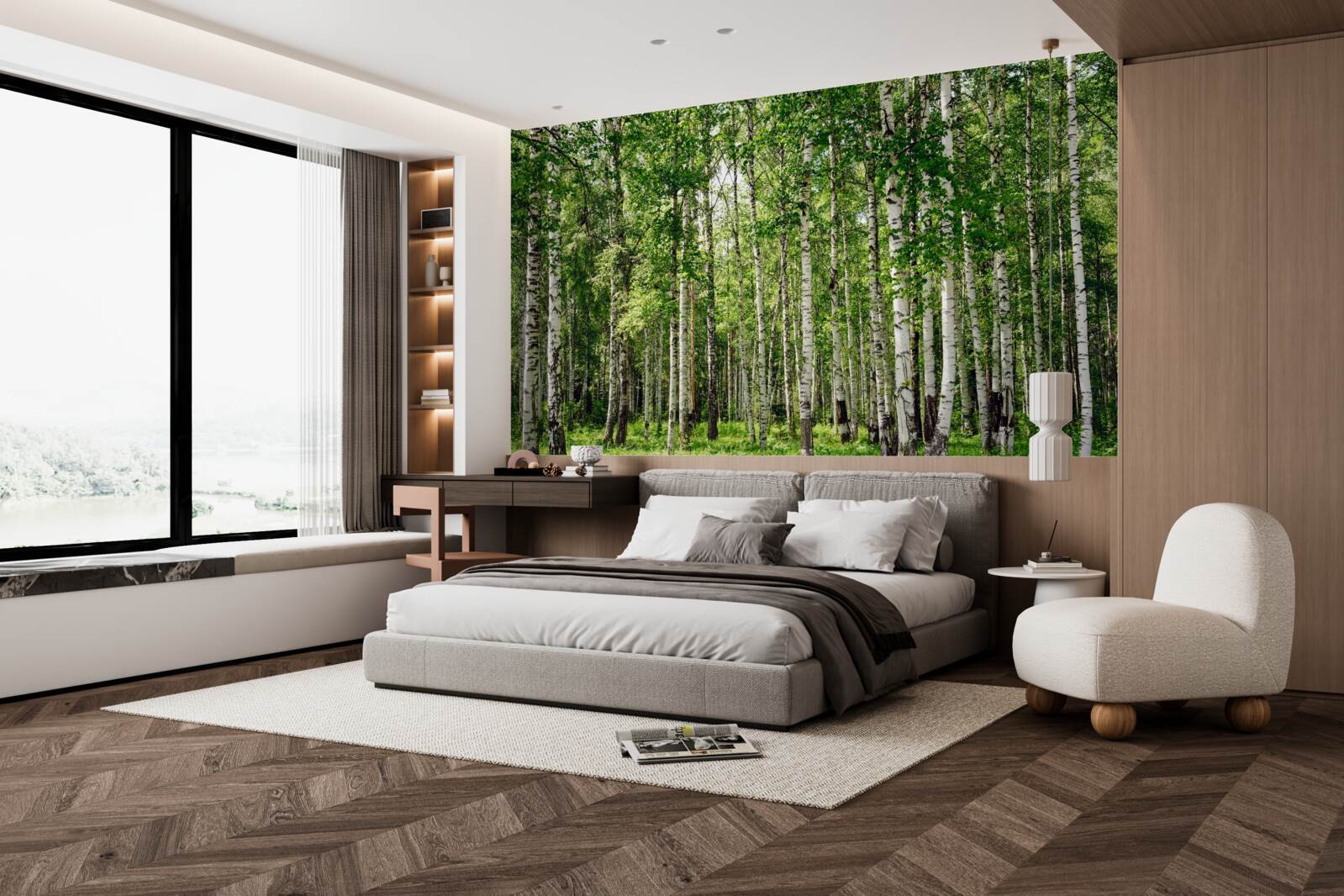 Fototapeta štíhly brezový háj