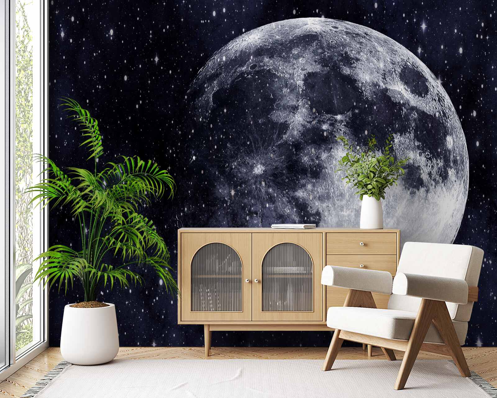 Fototapeta medzi hviezdami je viditeľný veľký obraz mesiaca