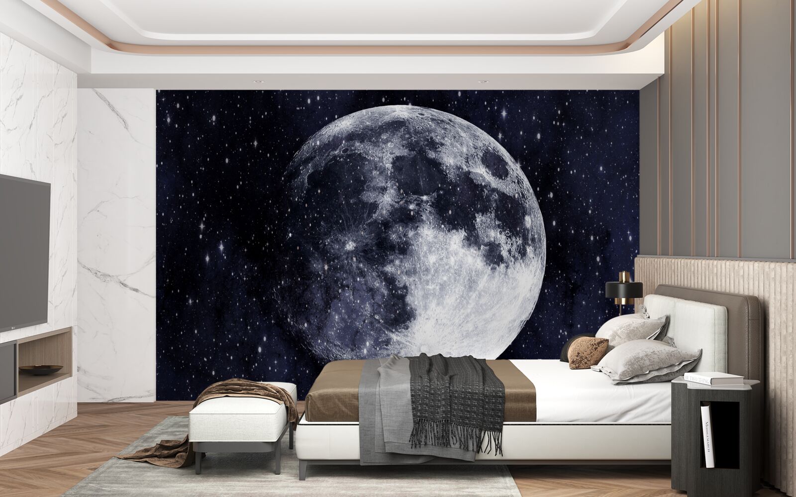 Fototapeta medzi hviezdami je viditeľný veľký obraz mesiaca
