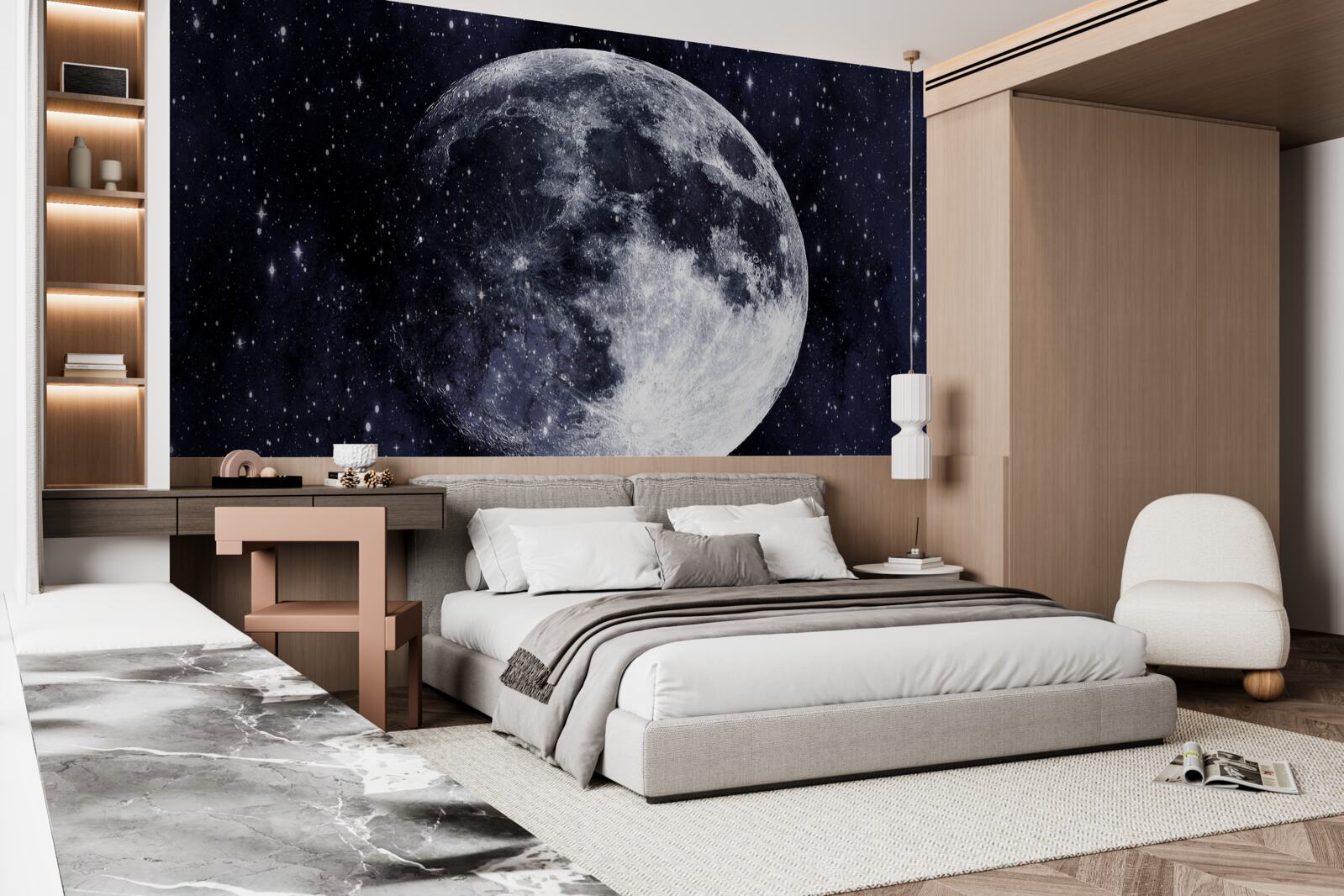 Fototapeta medzi hviezdami je viditeľný veľký obraz mesiaca