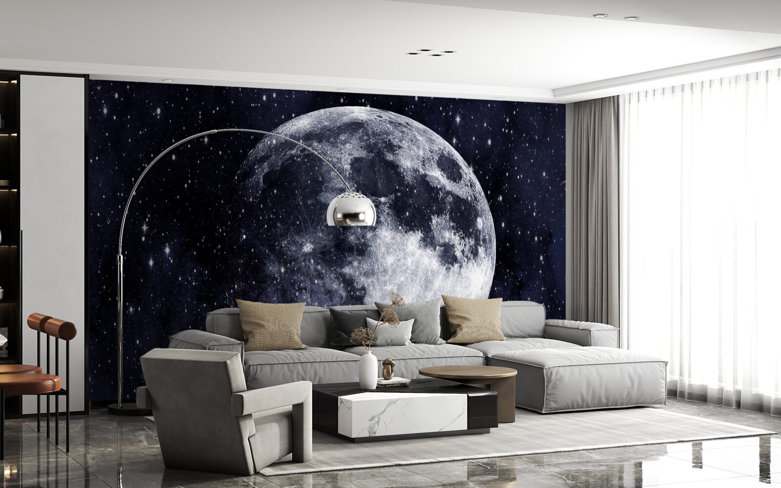 Fototapeta medzi hviezdami je viditeľný veľký obraz mesiaca