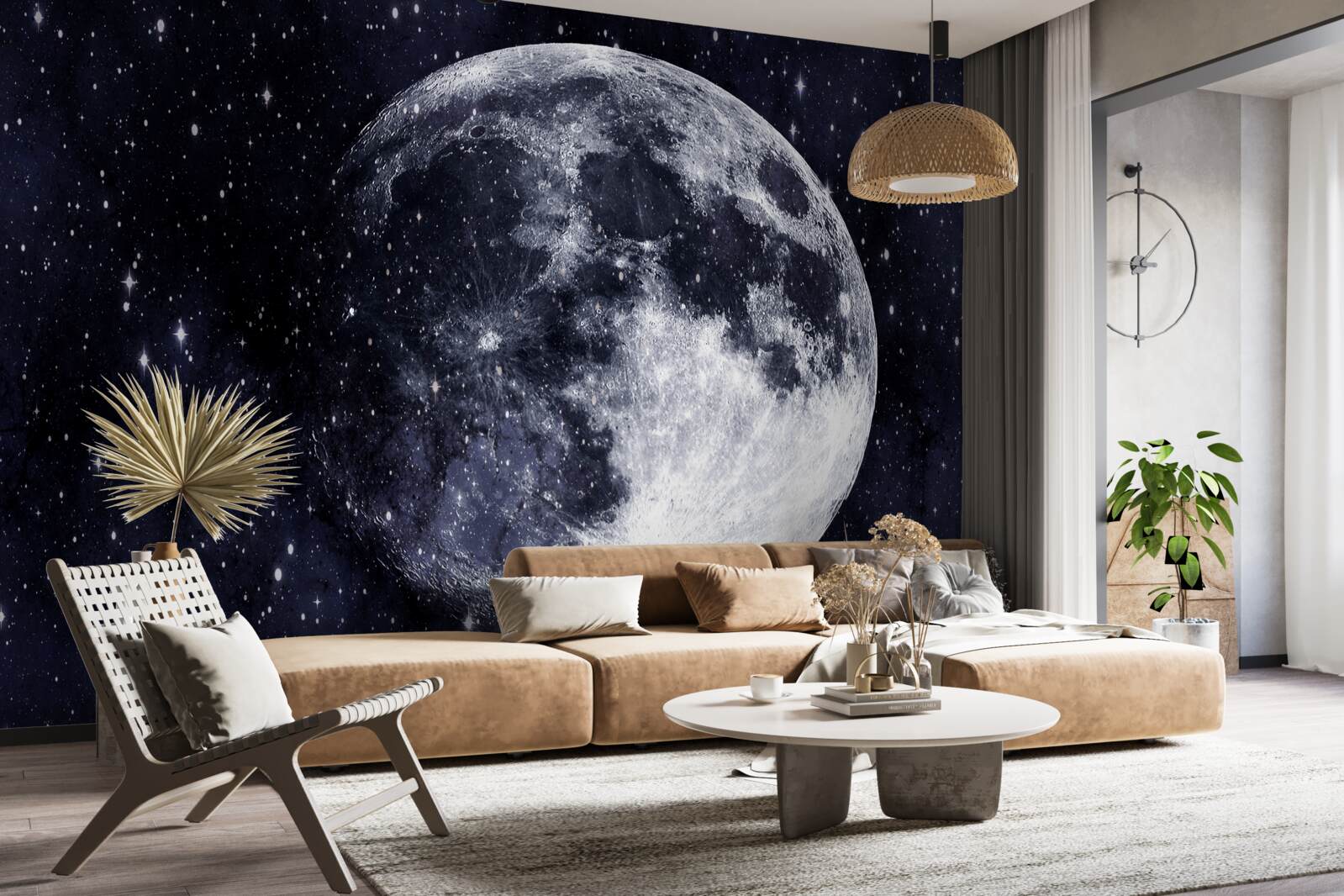 Fototapeta medzi hviezdami je viditeľný veľký obraz mesiaca