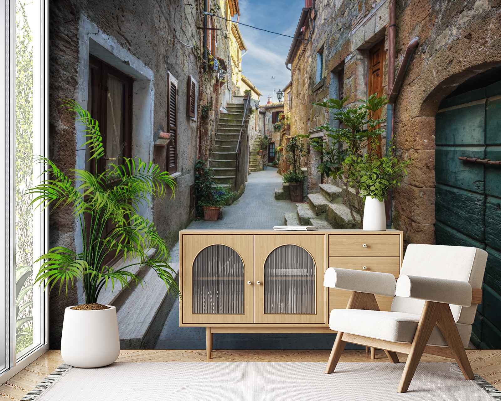 Fototapeta historická ulica z kameňa počas súmraku