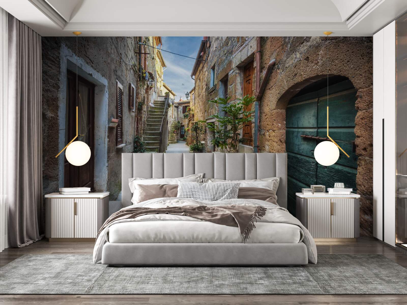 Fototapeta historická ulica z kameňa počas súmraku