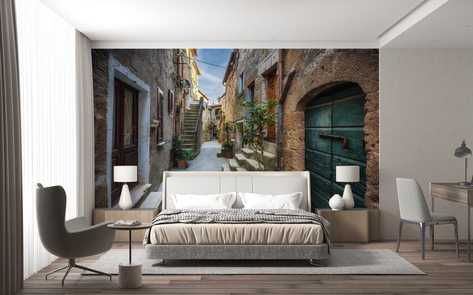 Fototapeta historická ulica z kameňa počas súmraku