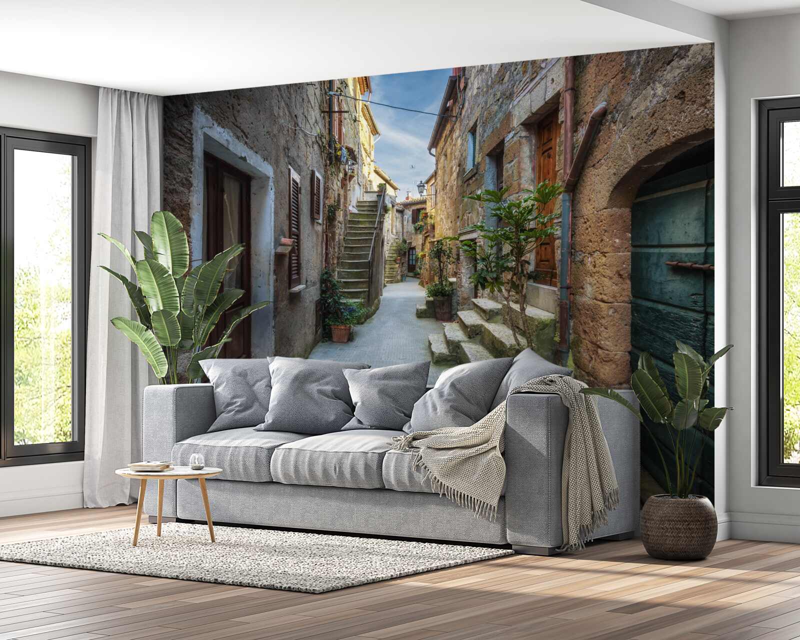 Fototapeta historická ulica z kameňa počas súmraku