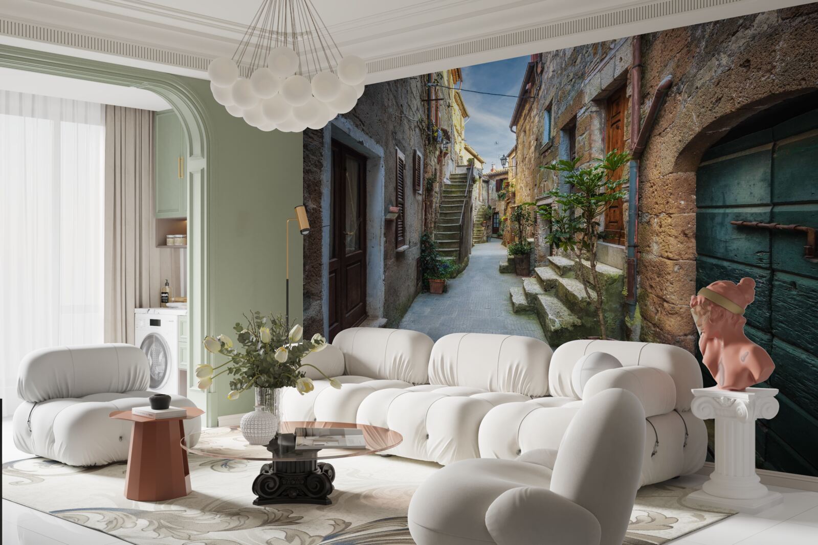 Fototapeta historická ulica z kameňa počas súmraku