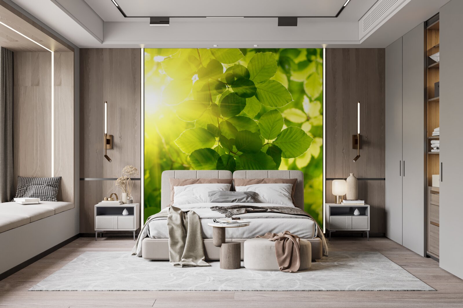 Fototapeta ranné slnečné svetlo víta zelené listy