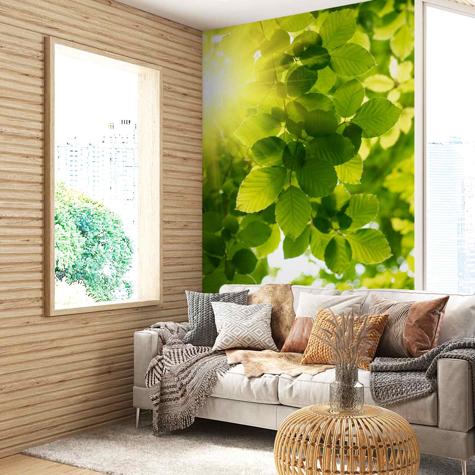 Fototapeta ranné slnečné svetlo víta zelené listy