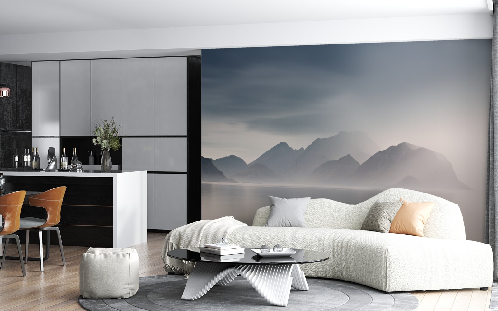 Fototapeta hustá hmla klesá do vôd vedúcich do hôr