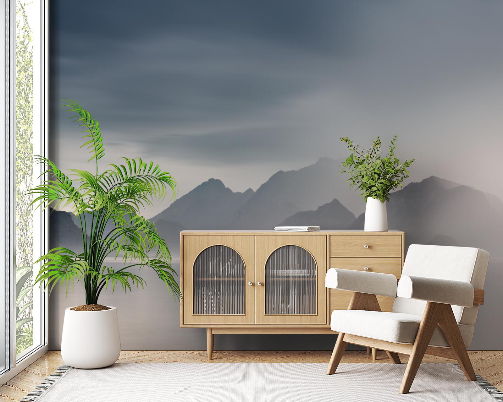 Fototapeta hustá hmla klesá do vôd vedúcich do hôr