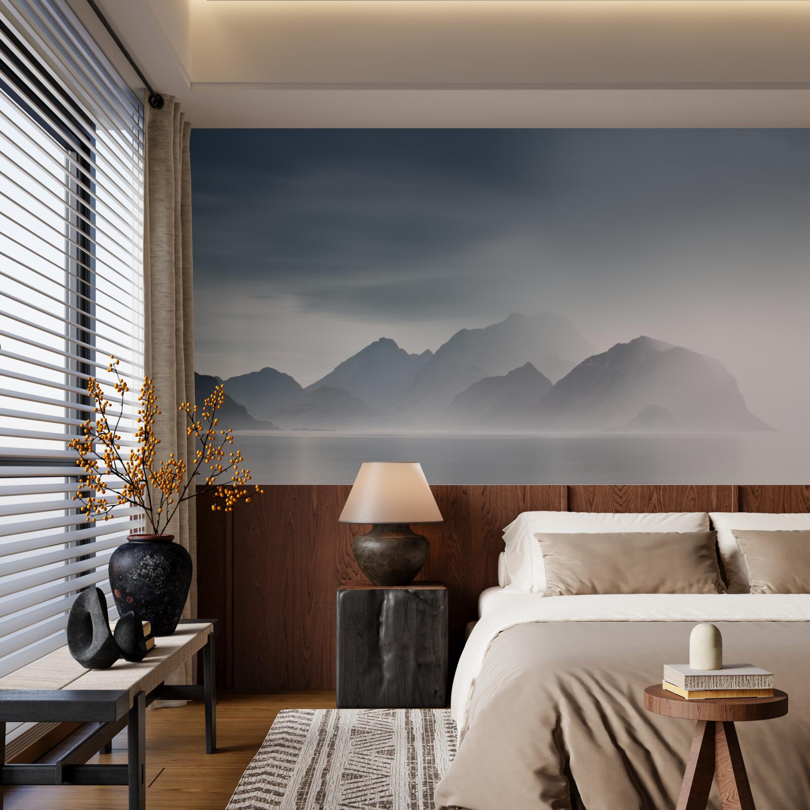 Fototapeta hustá hmla klesá do vôd vedúcich do hôr