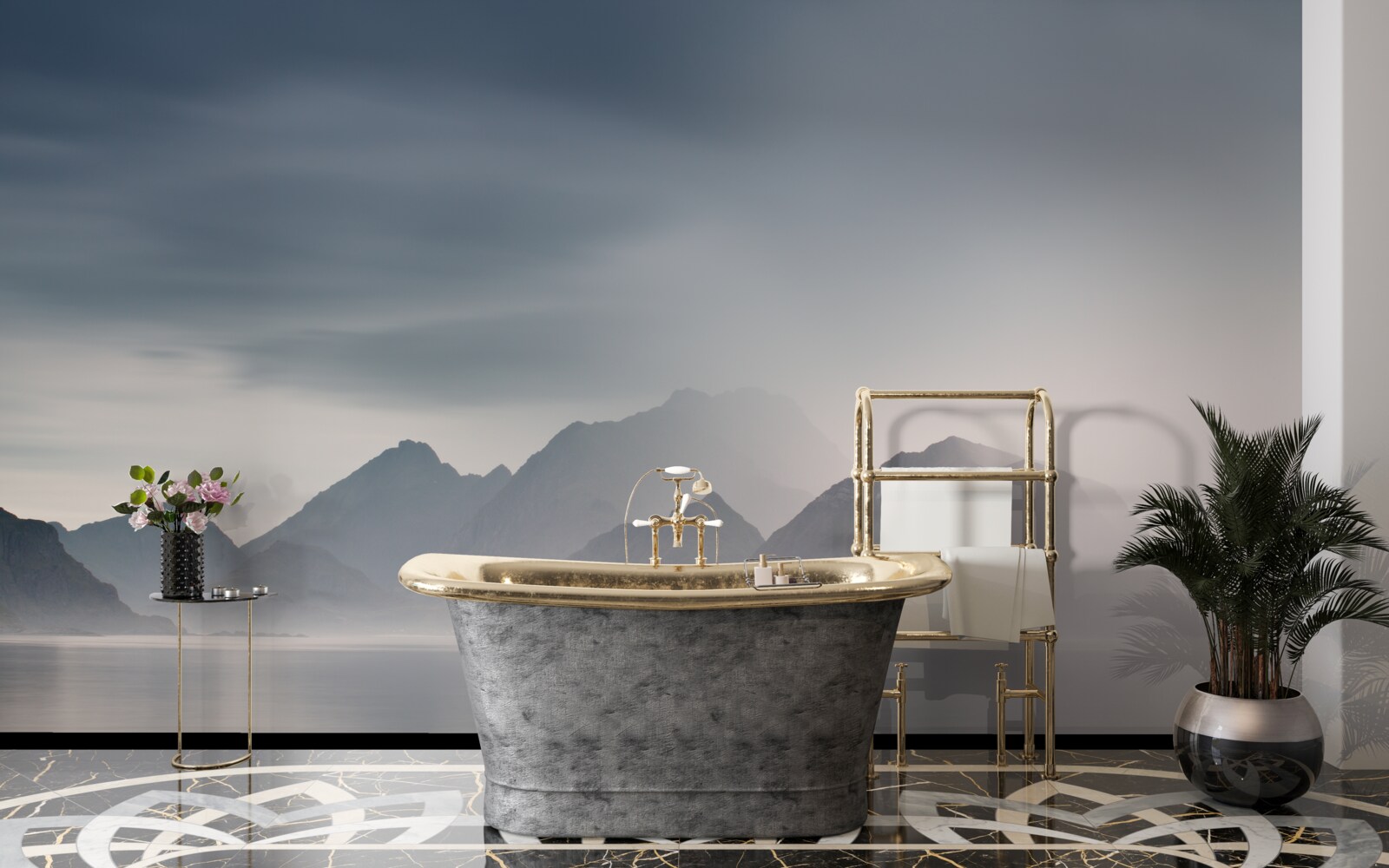 Fototapeta hustá hmla klesá do vôd vedúcich do hôr