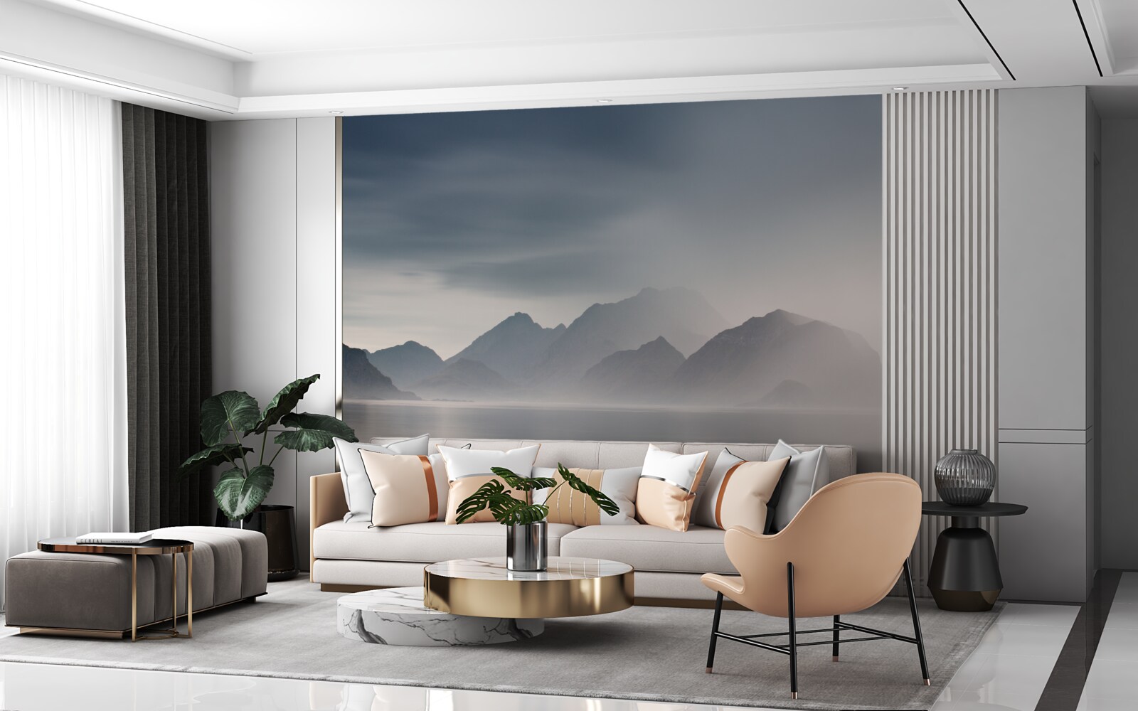 Fototapeta hustá hmla klesá do vôd vedúcich do hôr