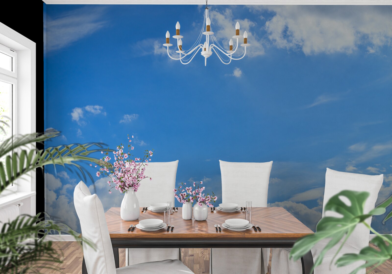 Fototapeta nebesky modrá so snehobielymi mrakmi