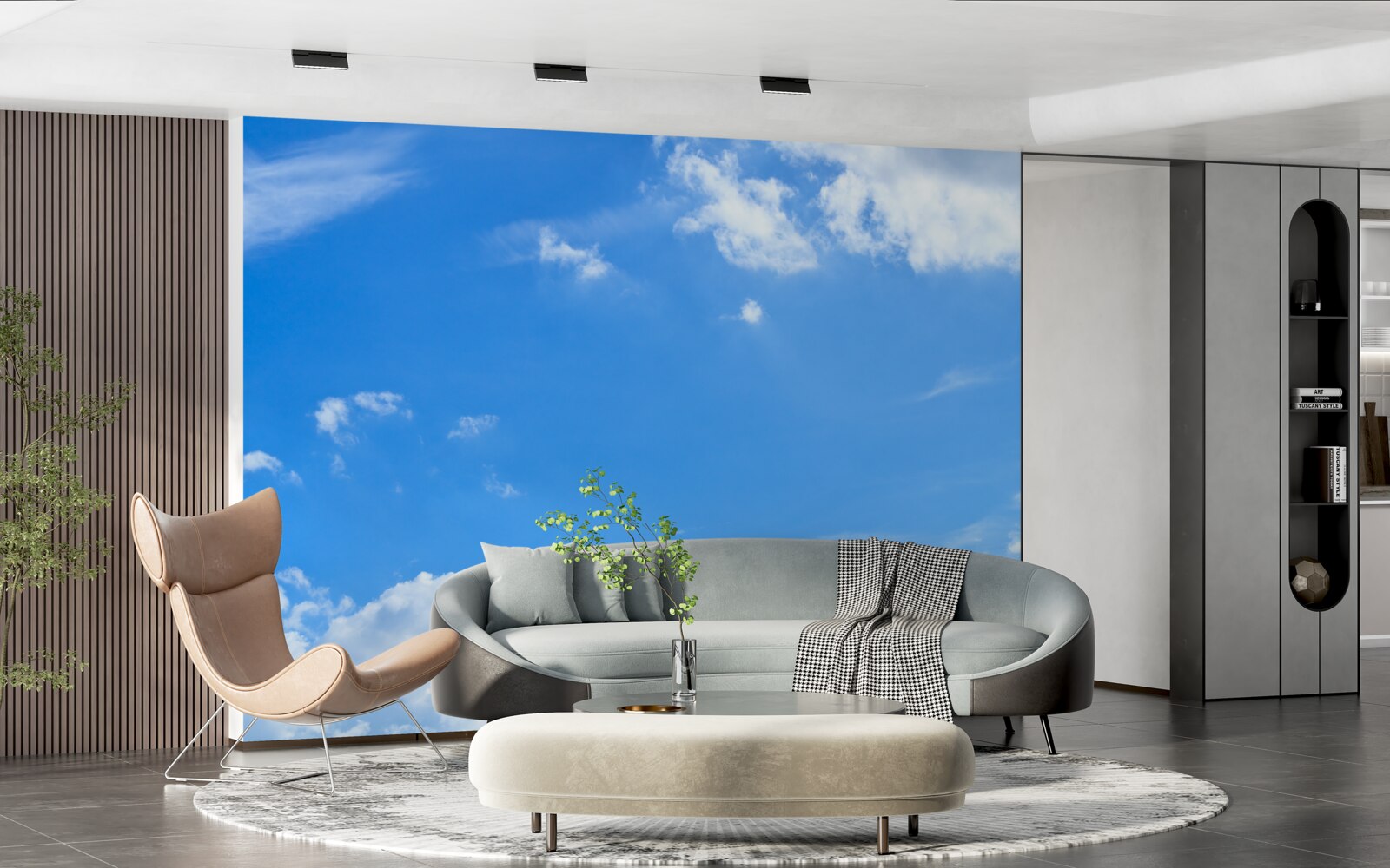 Fototapeta nebesky modrá so snehobielymi mrakmi