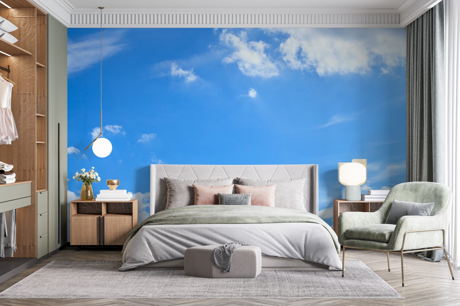 Fototapeta nebesky modrá so snehobielymi mrakmi