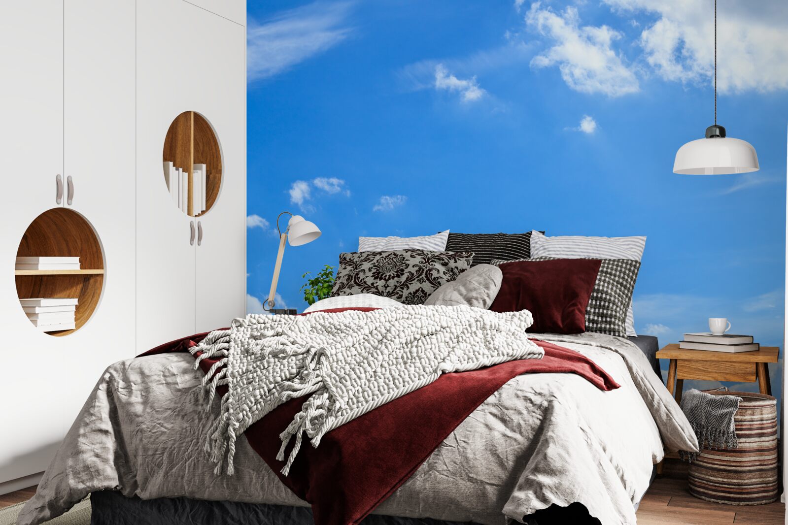 Fototapeta nebesky modrá so snehobielymi mrakmi