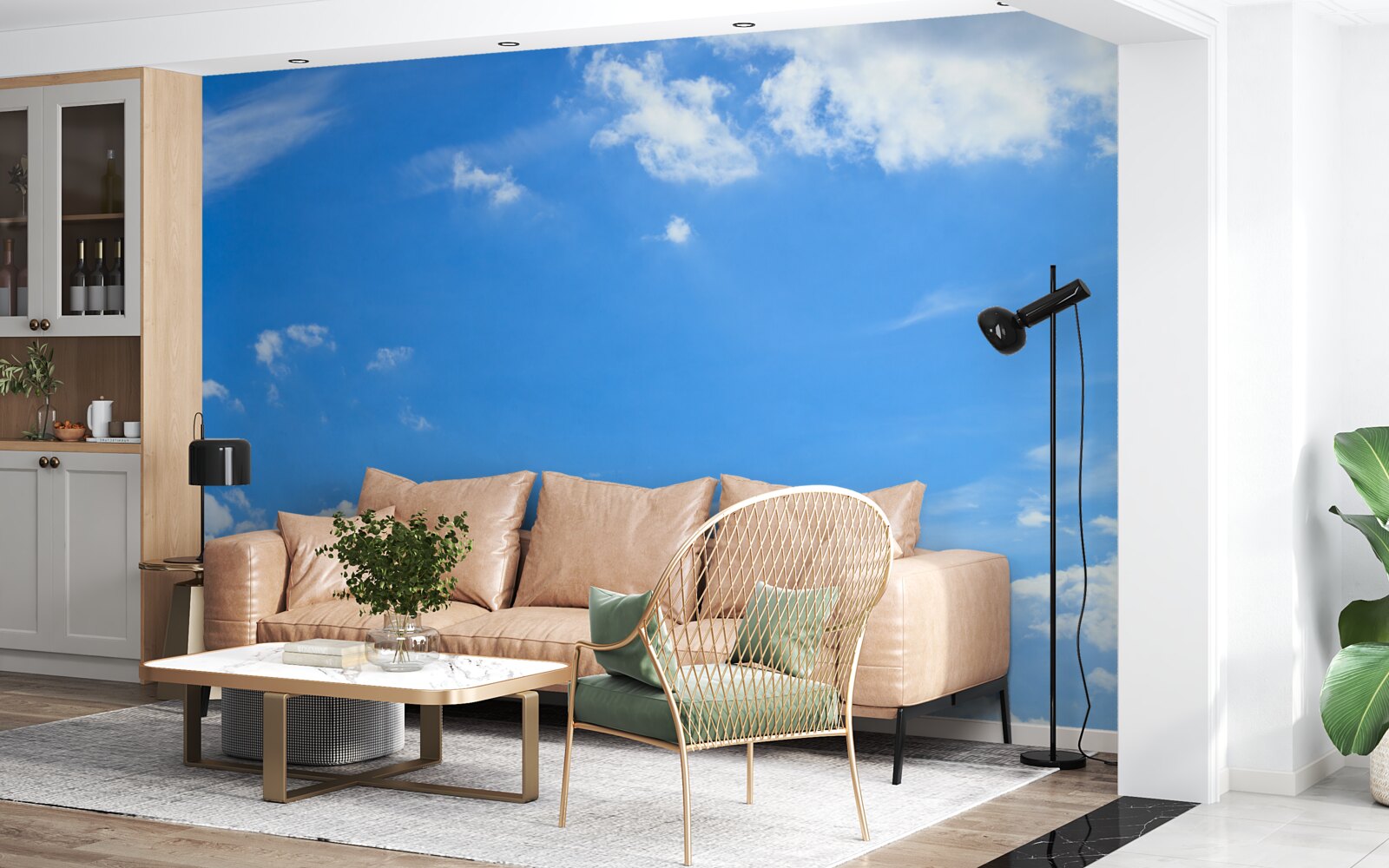 Fototapeta nebesky modrá so snehobielymi mrakmi