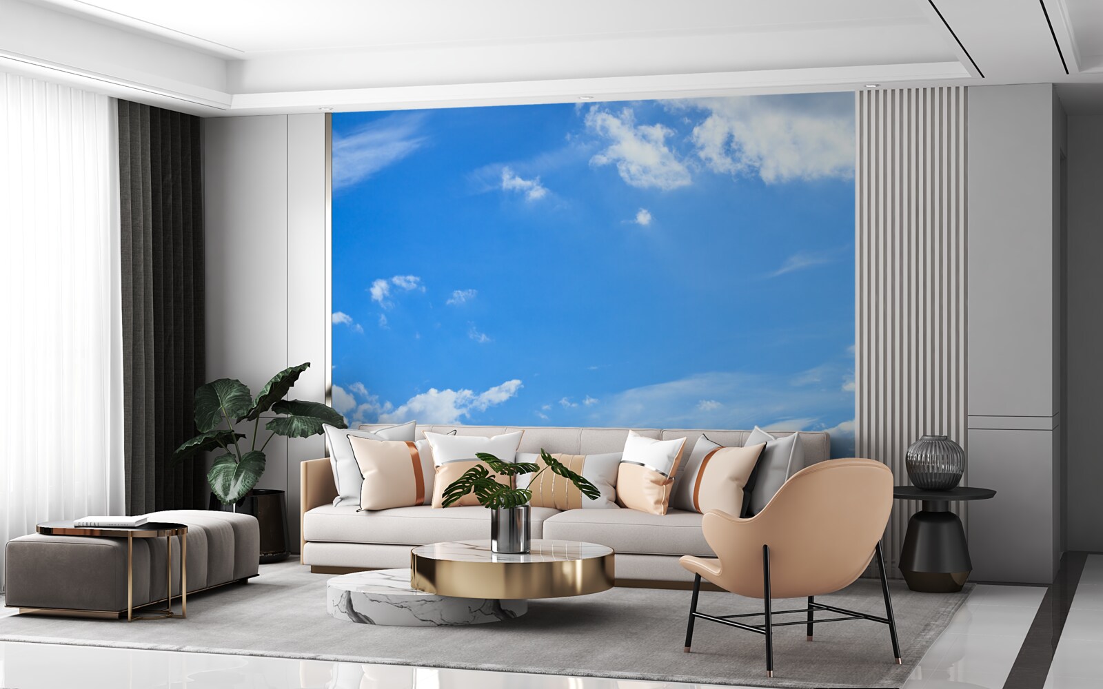 Fototapeta nebesky modrá so snehobielymi mrakmi