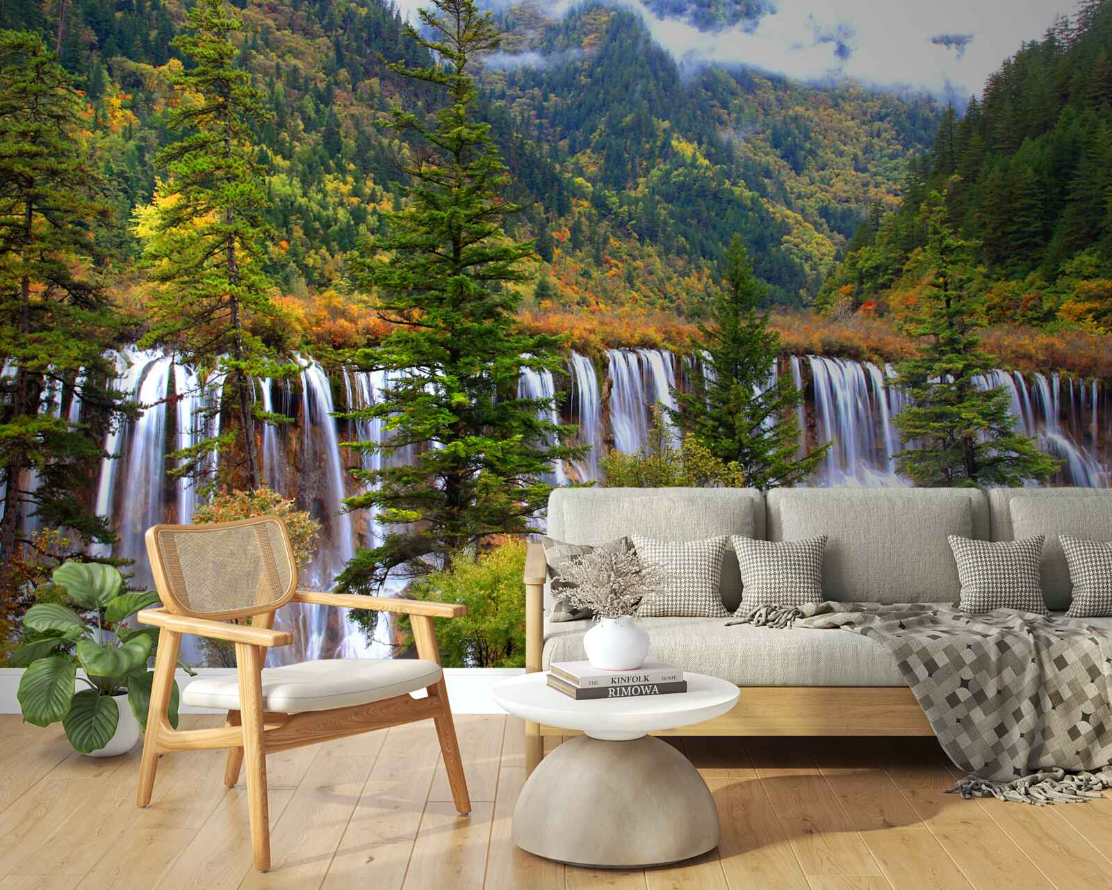 Fototapeta obrovský vodopád stekajúci po horských svahoch