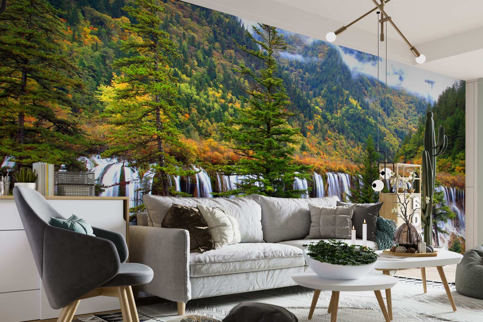 Fototapeta obrovský vodopád stekajúci po horských svahoch