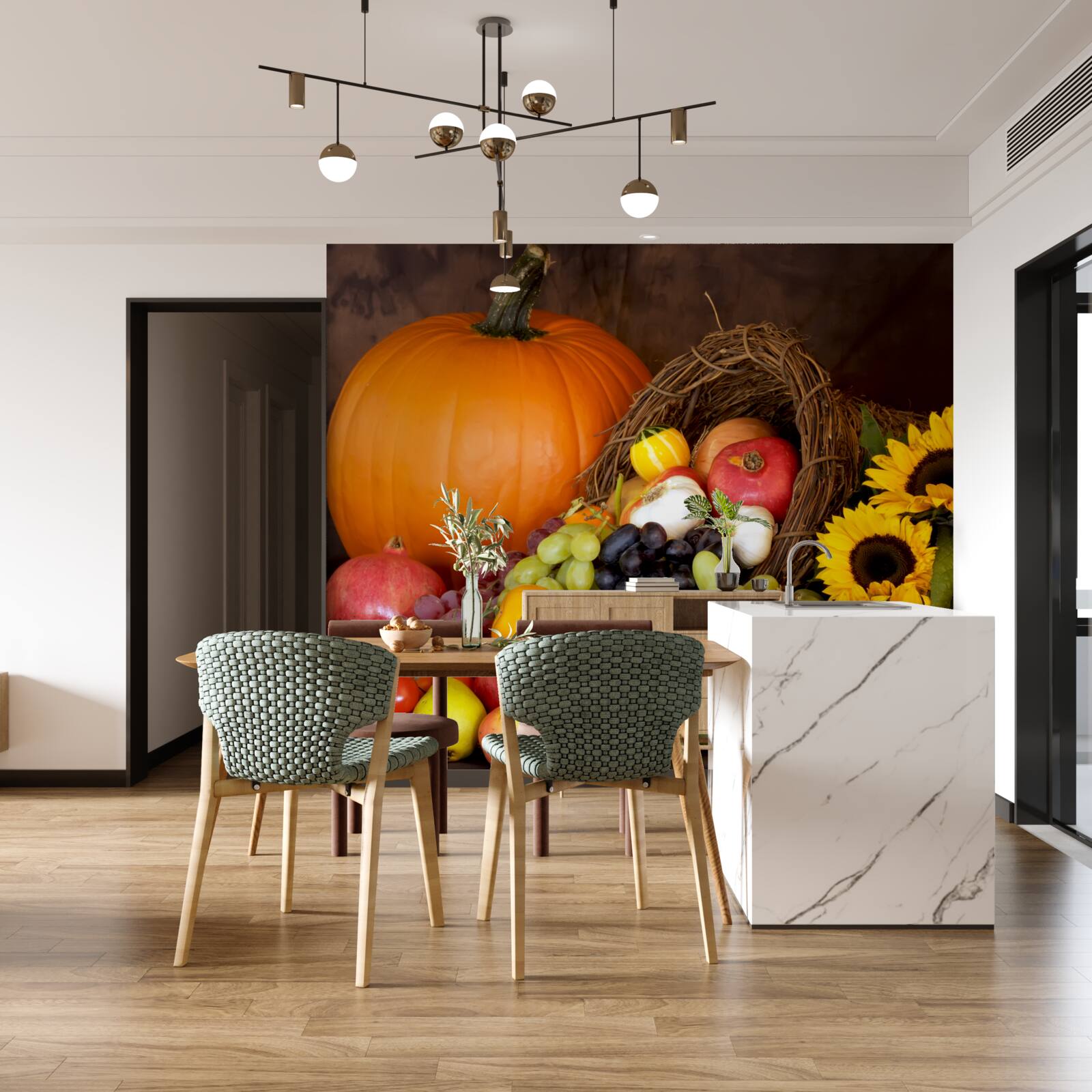 Fototapeta zloženie ovocia a slnečnice