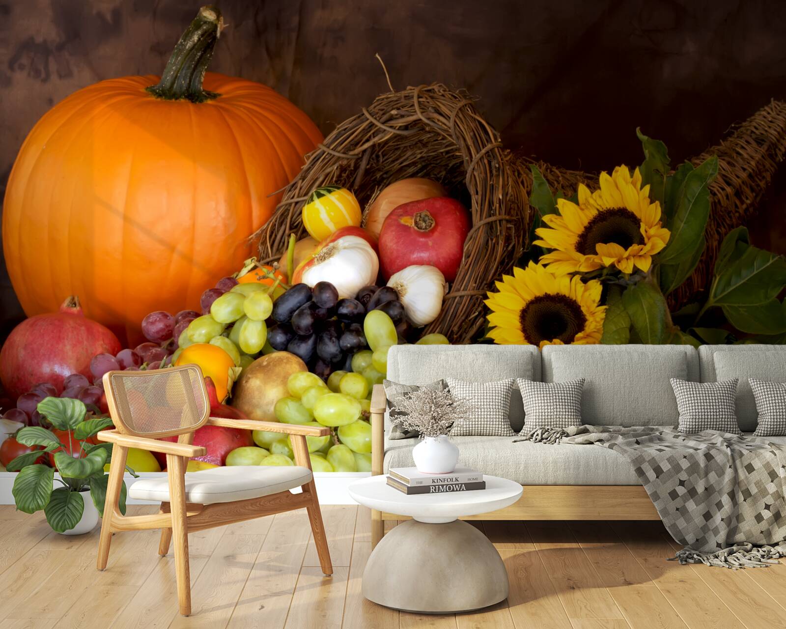 Fototapeta zloženie ovocia a slnečnice