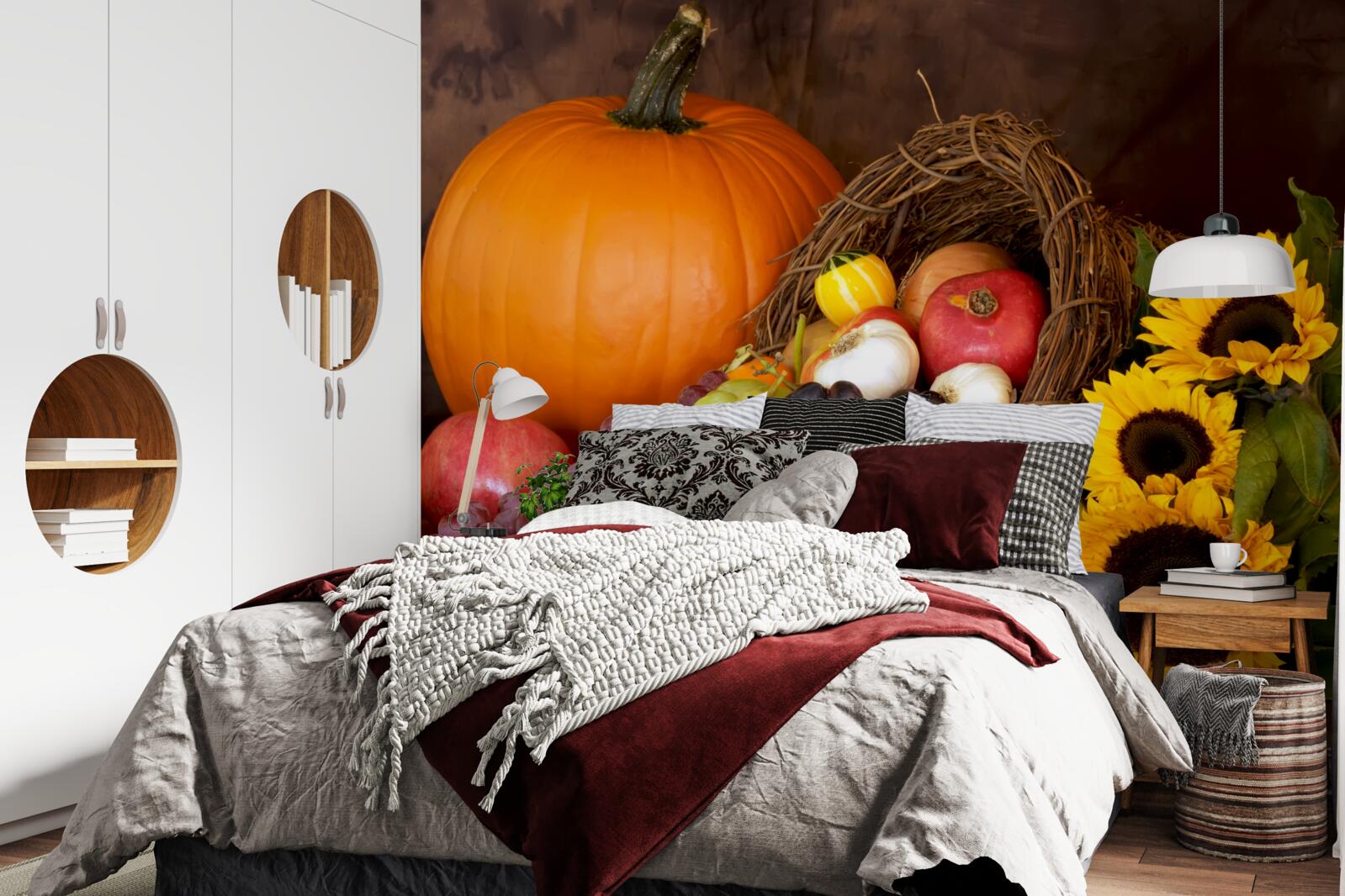 Fototapeta zloženie ovocia a slnečnice