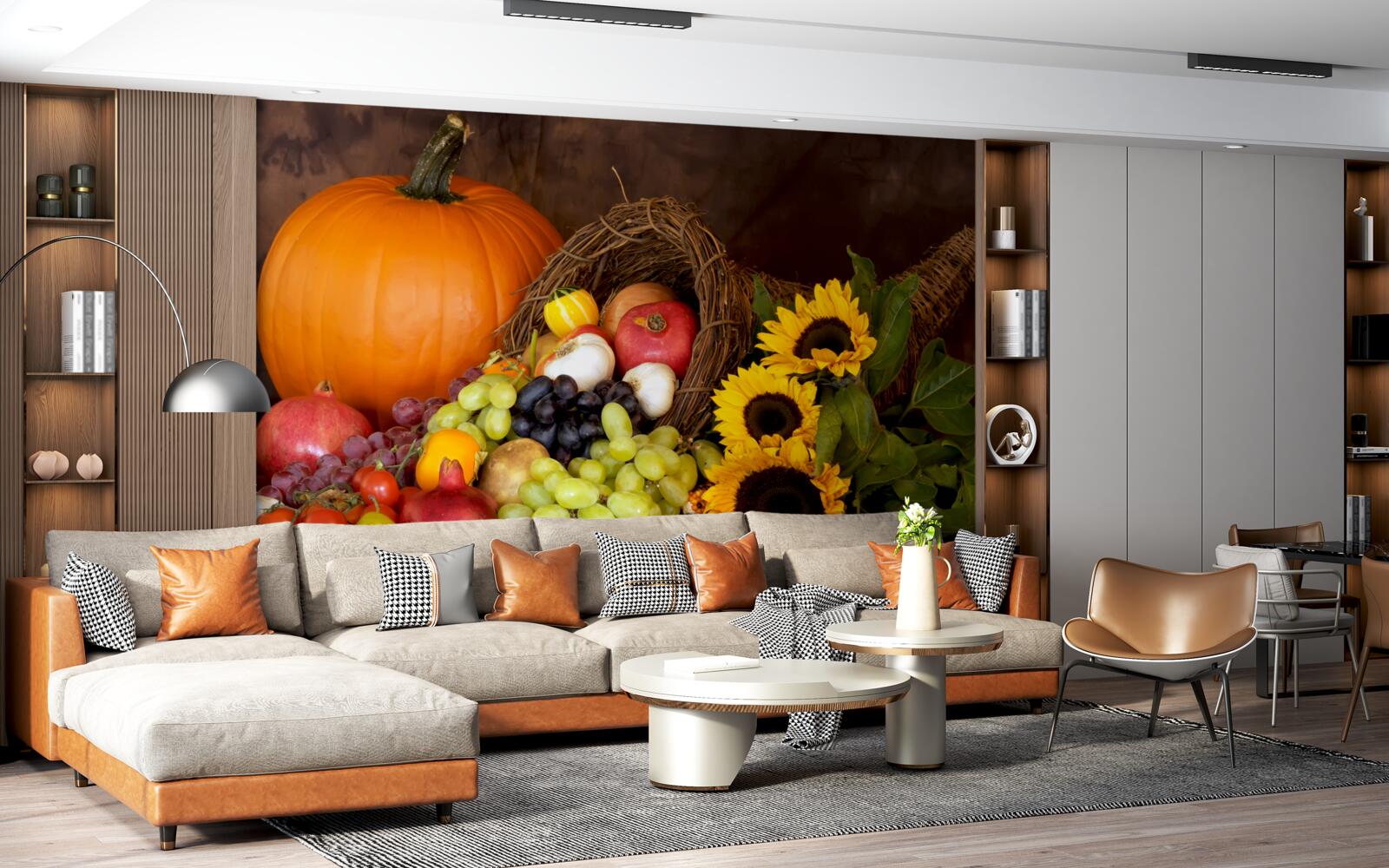 Fototapeta zloženie ovocia a slnečnice