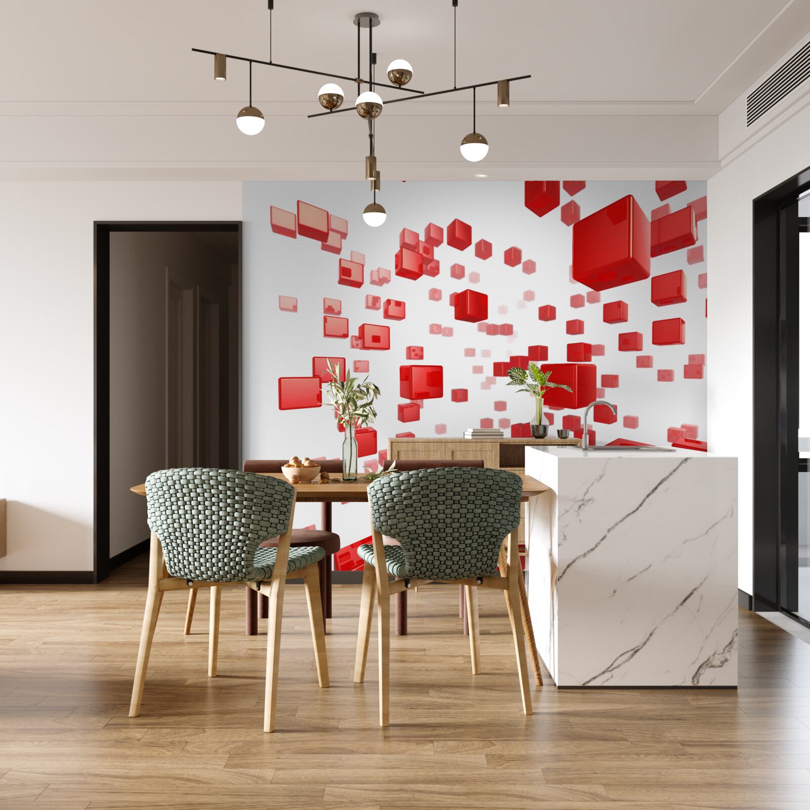 Fototapeta rastúce jasne červené štvorce