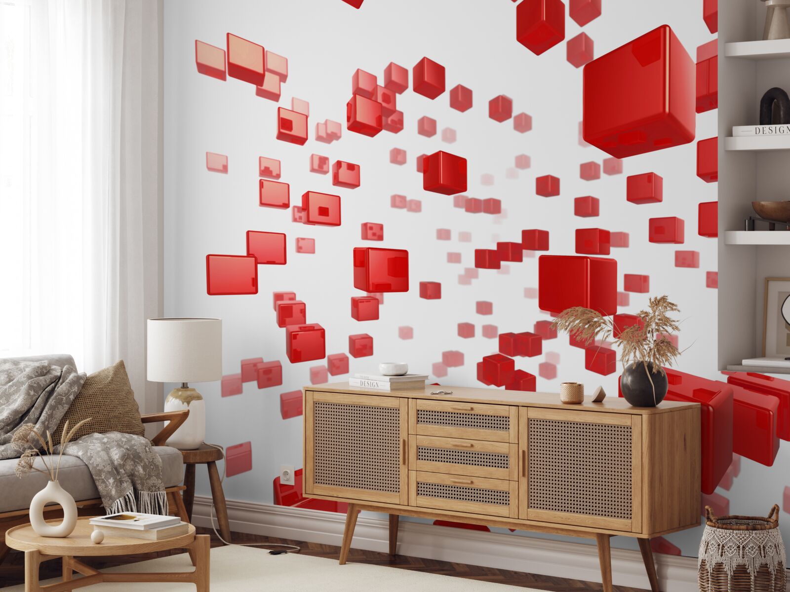 Fototapeta rastúce jasne červené štvorce