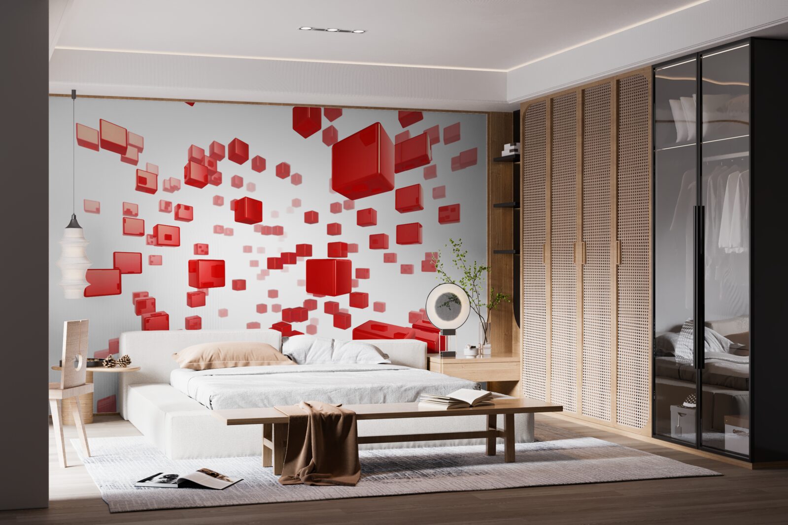 Fototapeta rastúce jasne červené štvorce