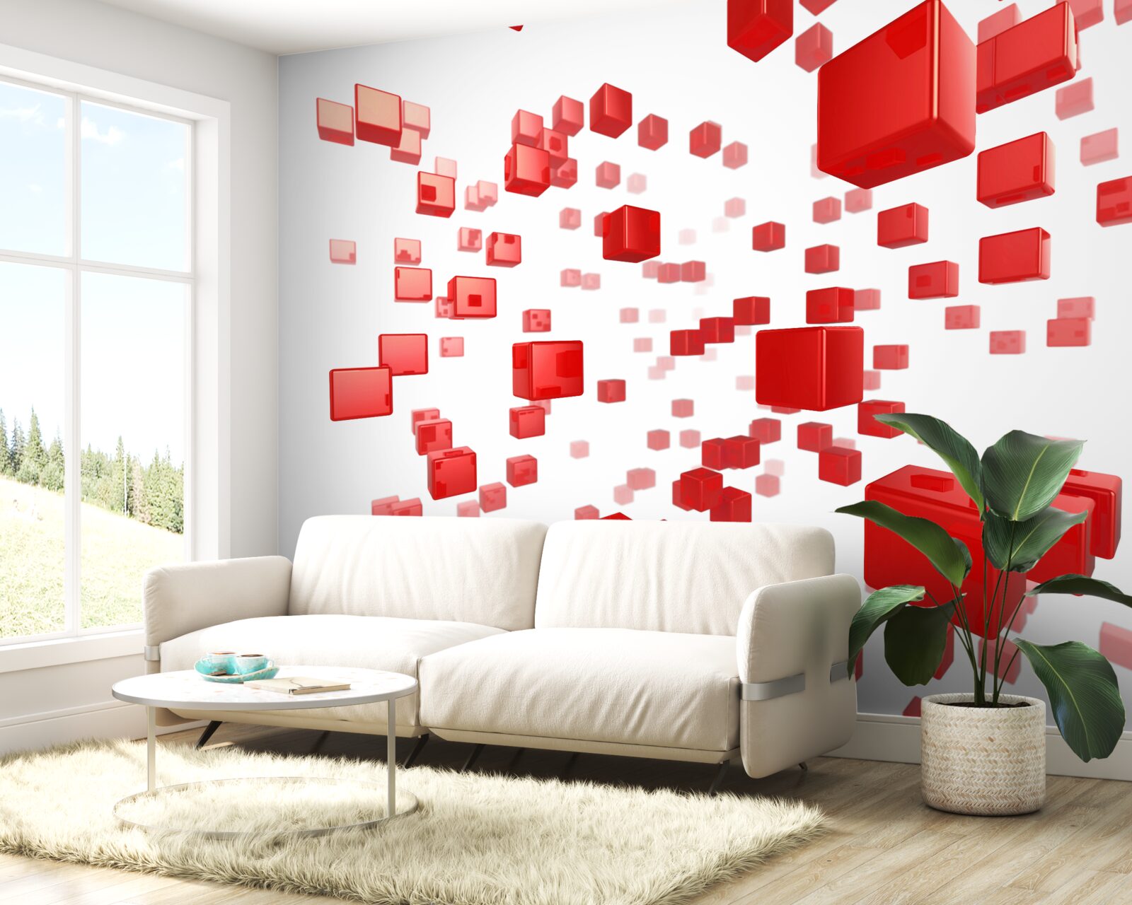 Fototapeta rastúce jasne červené štvorce