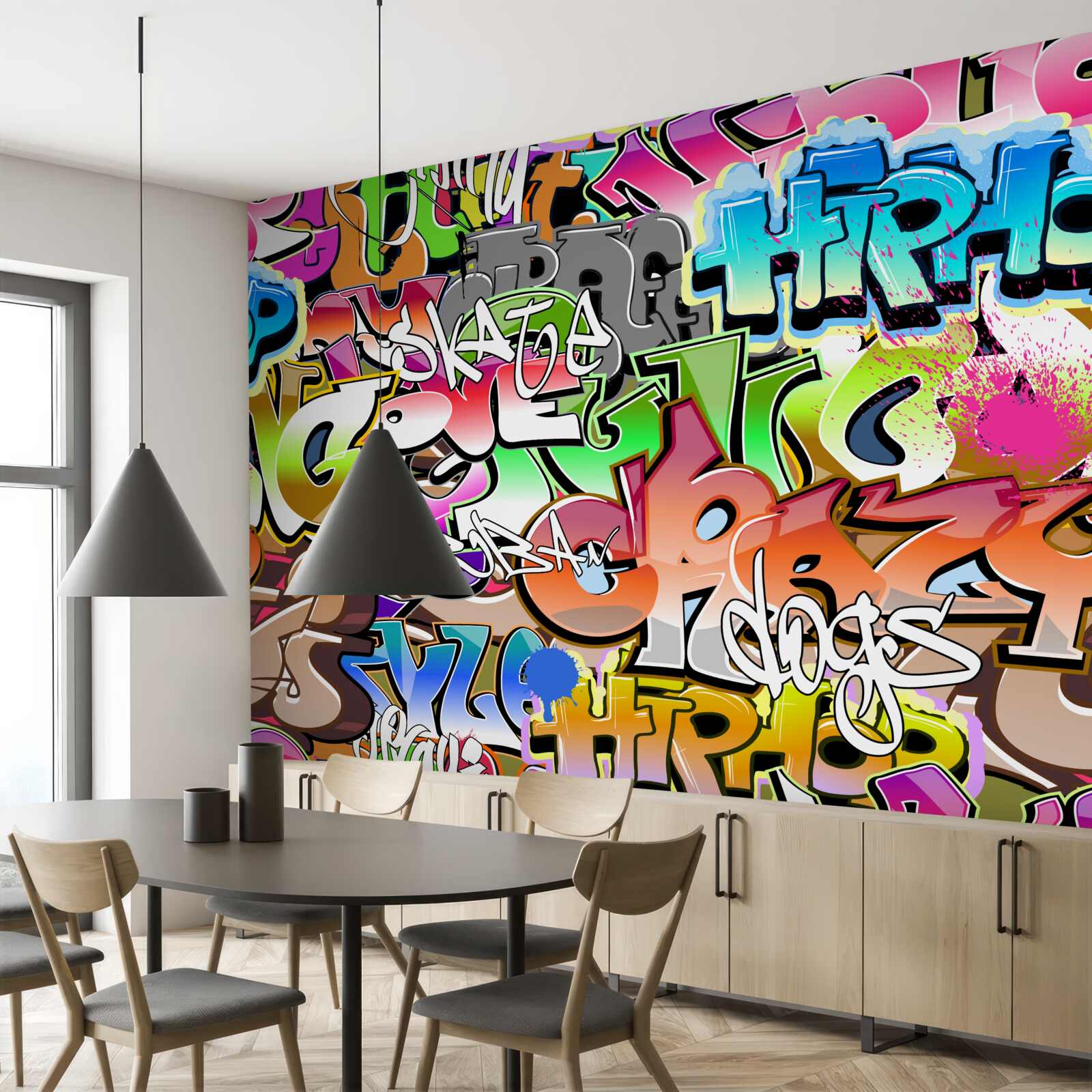 Fototapeta pútavé graffiti so žiarivými nápismi