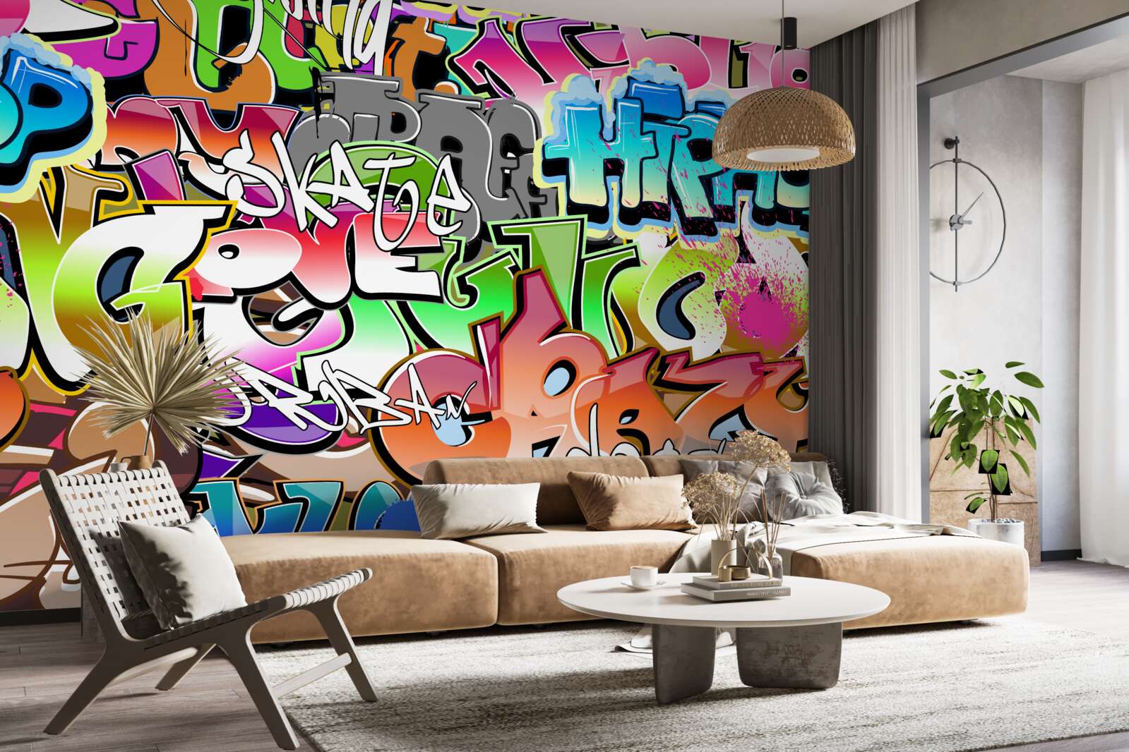 Fototapeta pútavé graffiti so žiarivými nápismi