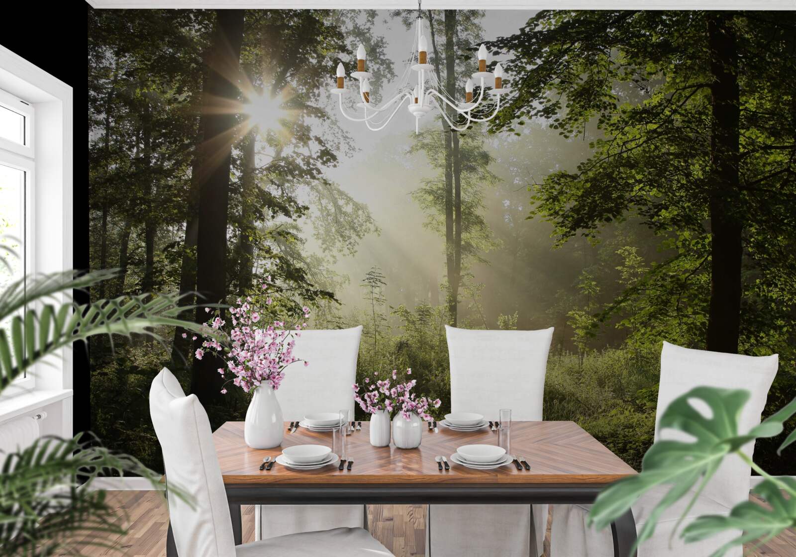 Fototapeta slnečné lúče odháňajú nočný chlad od stromov