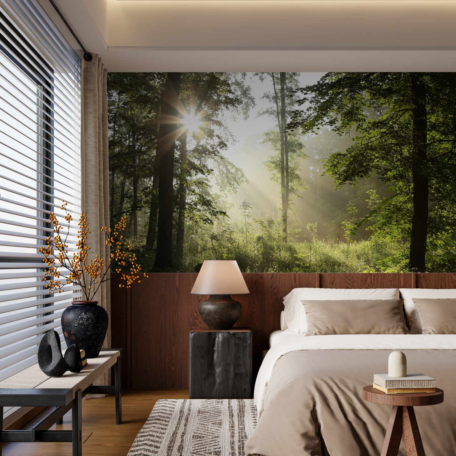 Fototapeta slnečné lúče odháňajú nočný chlad od stromov