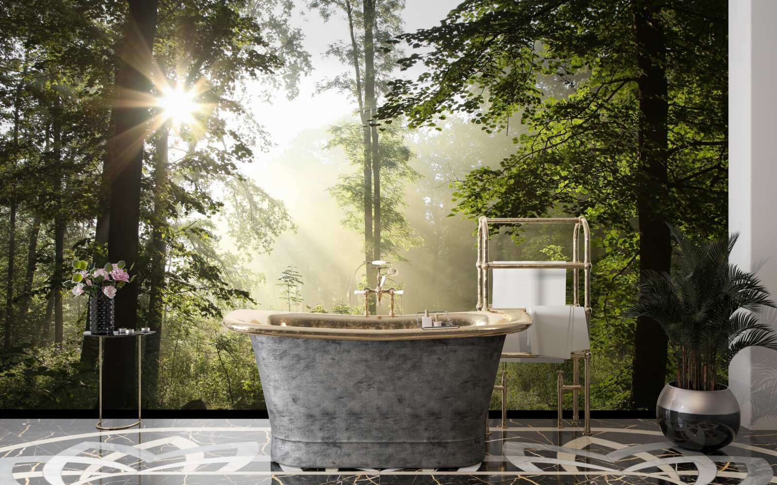 Fototapeta slnečné lúče odháňajú nočný chlad od stromov