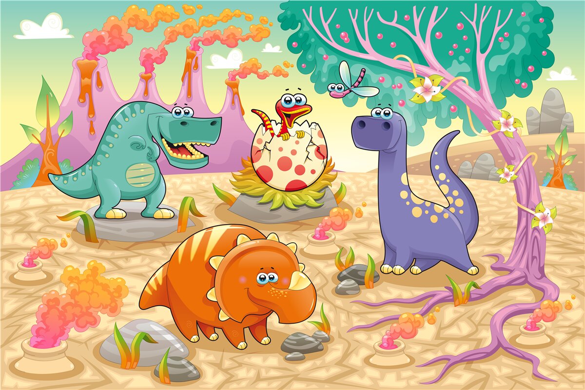 Fototapeta dinosaury na trávniku