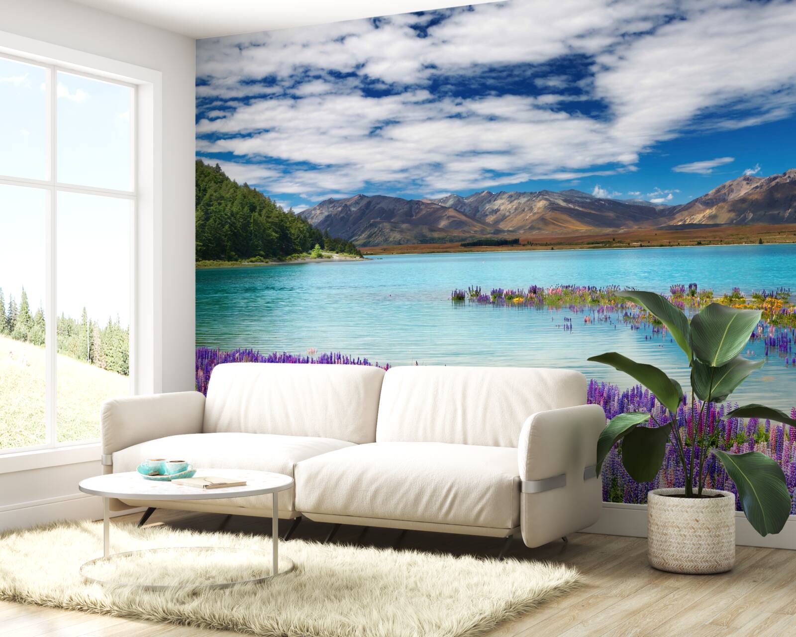 Fototapeta kvety sa odrážajú v krištáľovo čistej vode horského jazera