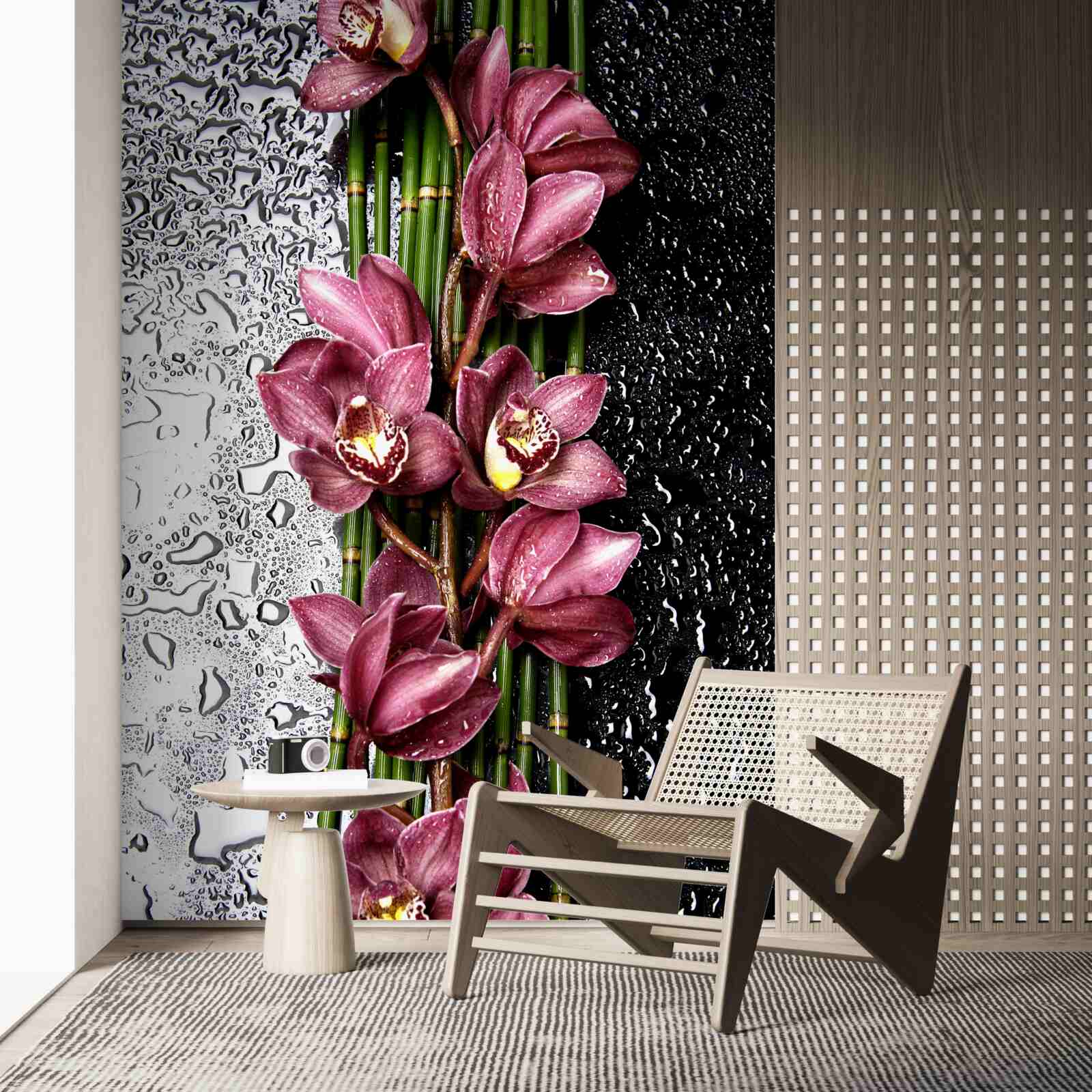 Fototapeta mokrú podlahu zdobia konáre jemných kvetov