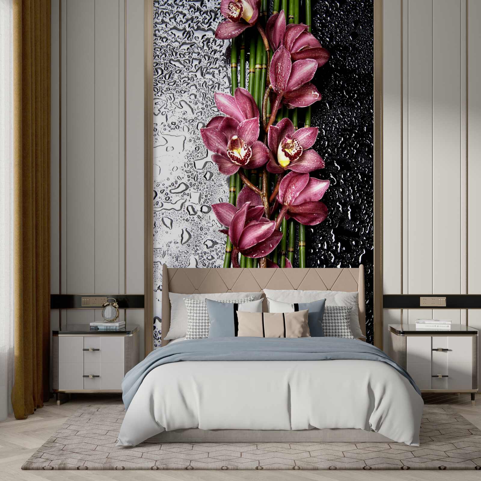 Fototapeta mokrú podlahu zdobia konáre jemných kvetov