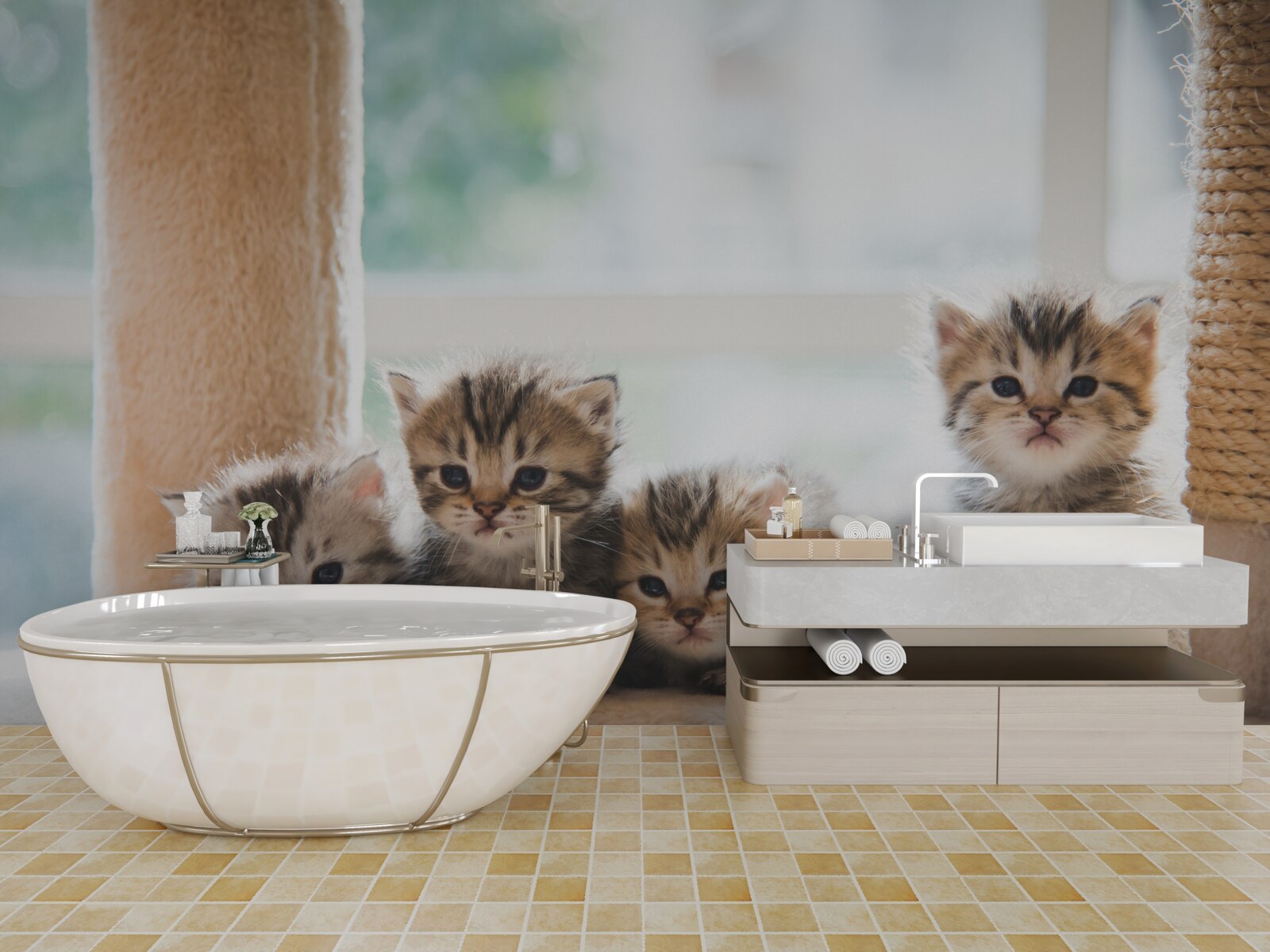 Fototapeta malé mačky hľadajú svoju matku