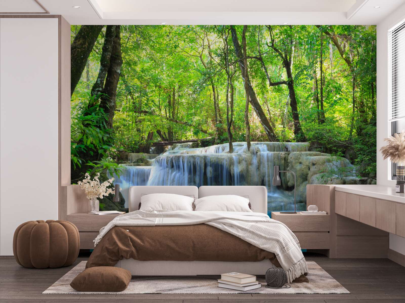 Fototapeta zelený les ukrýva vodopád